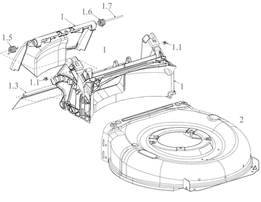 Deck Diagram and Parts List for 11A-B2ML345 2022 Yard Machines Lawn Mower